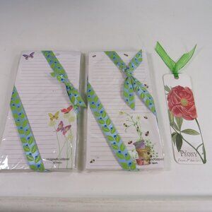 Bee & Butterfly (2) Note Pad w Magnets & Plastic Bookmark stationary shop list